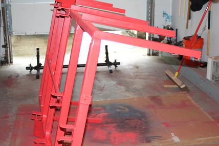 first coat of red on the frame